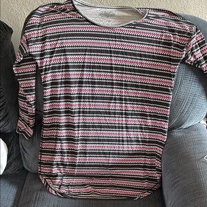 Striped Women's nightgown- Black, Pink, White